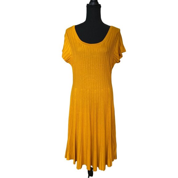 torrid Dresses & Skirts - Torrid yellow sweater knit fluted skater dress size 1X